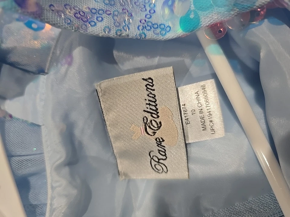 Rare Editions Girls Formal Dress Sz 10 Light Blue Sequin Sleeveless Tulle - Image 4 of 4
