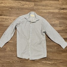 Michael Kors Striped Button Down Shirt Classic Black White