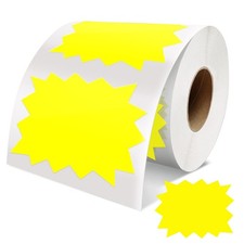Price Tags Stickers Yellow 4 x 3 Inches Self-Adhesive Large Sale Sticker Star...