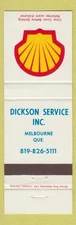 Matchbook Cover - Shell oil gas Dickson Melbourne QC