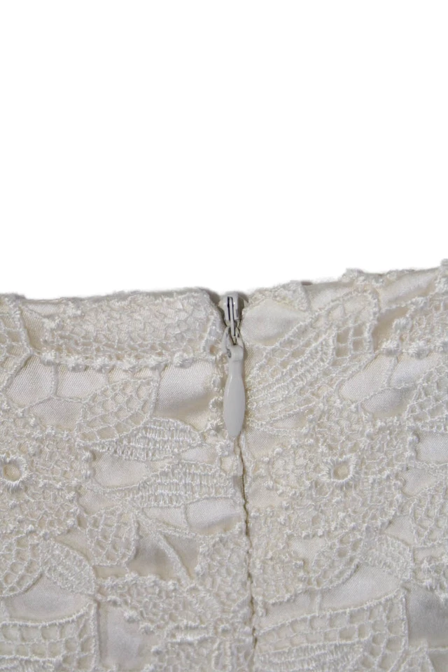 Barneys New York Women's Sleeveless Lace Color Block Midi Dress Beige Size 40 - Image 4 of 4