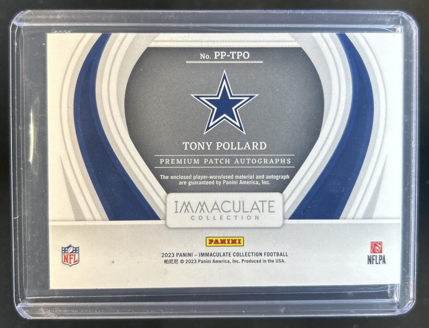 2023 Panini Immaculate Collection Tony Pollard Premium Patch Auto Autograph #/99 view 2