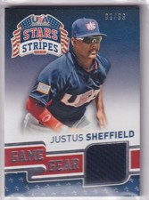 2015 Panini USA Baseball Stars & Stripes #52 Justus Sheffield Game Gear #/99
