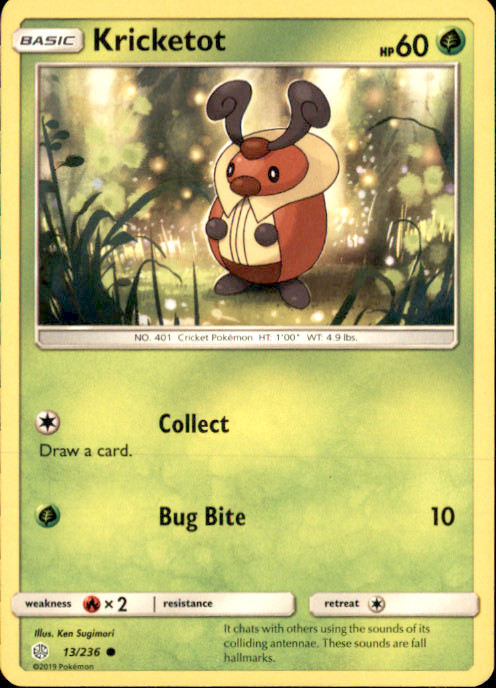 Kricketot Common SM - Cosmic Eclipse 13/236 NM Ken Sugimori 2019