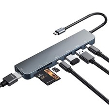 USB C Hub Multiport Adapter, 7 in 1 USBC Dongle with 7 IN 1 C Hub, Grey