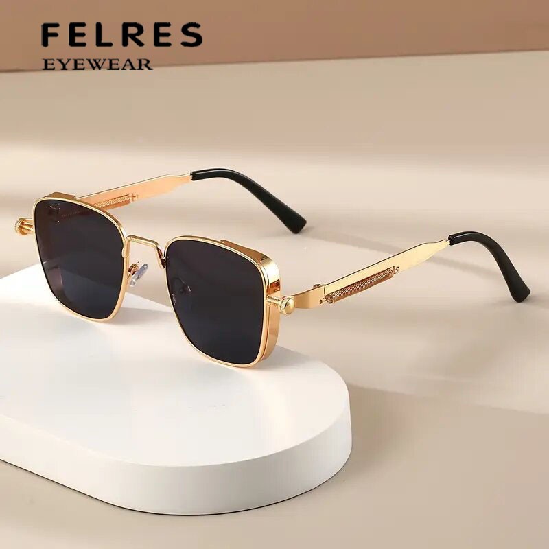 Men Metal Square UV Protection Sunglasses Business Retro Simple