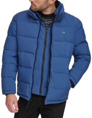 Calvin Klein Mens Full-Zip Puffer Jacket Small Blue Edge NWT