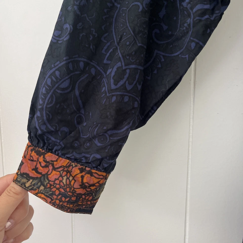 Camisa de vestir TOGETHER abotonada cachemira otoño negra azul marino 12 años 80’s Y2K de colección Foto 3 de 4