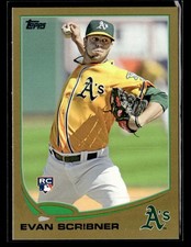 2013 Topps #521 Evan Scribner Gold Rookie #/2013 Card Oakland Athletics