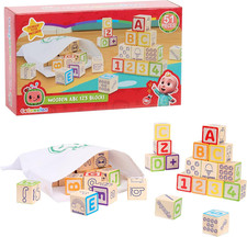51-Piece Classic ABC Wooden Block Set, Preschool Building Toys, Learning and Edu