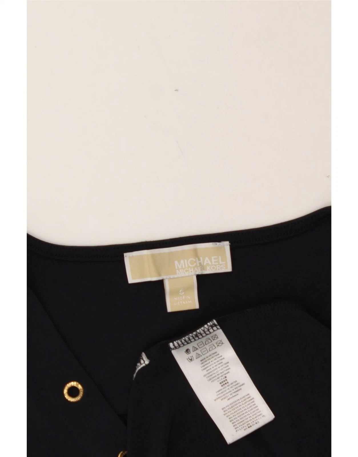 MICHAEL KORS abito camicia donna manica lunga UK 10 piccolo blu navy AC06