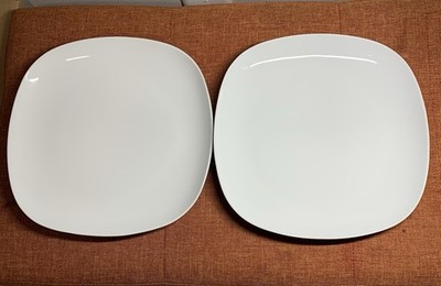 2 Ikea 21986 DINNER Plates White Ceramic Square Plate 10  Set of 2 Lot Of Sweden