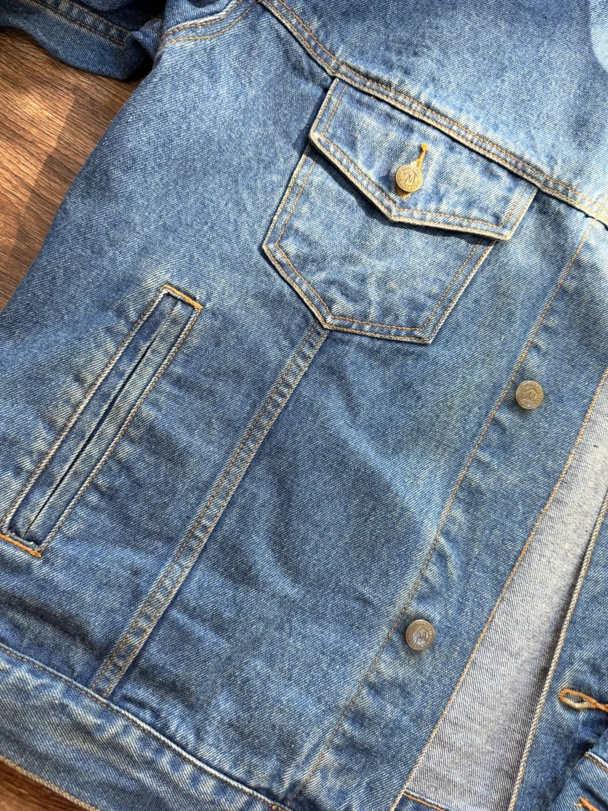 Vintage Marlboro Country Store Denim Jacket Mens XL Leather Collar Western - product detail image 3