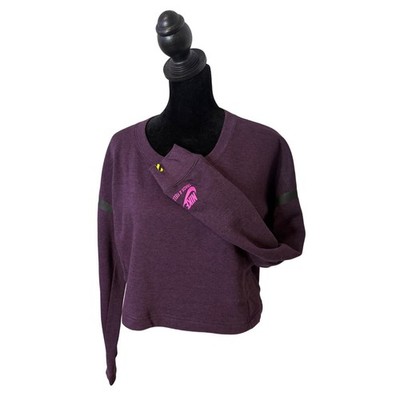 Nike Track & Field Purple Cropped Sweatshirt Cozy Fleece Pullover Boxy Size M