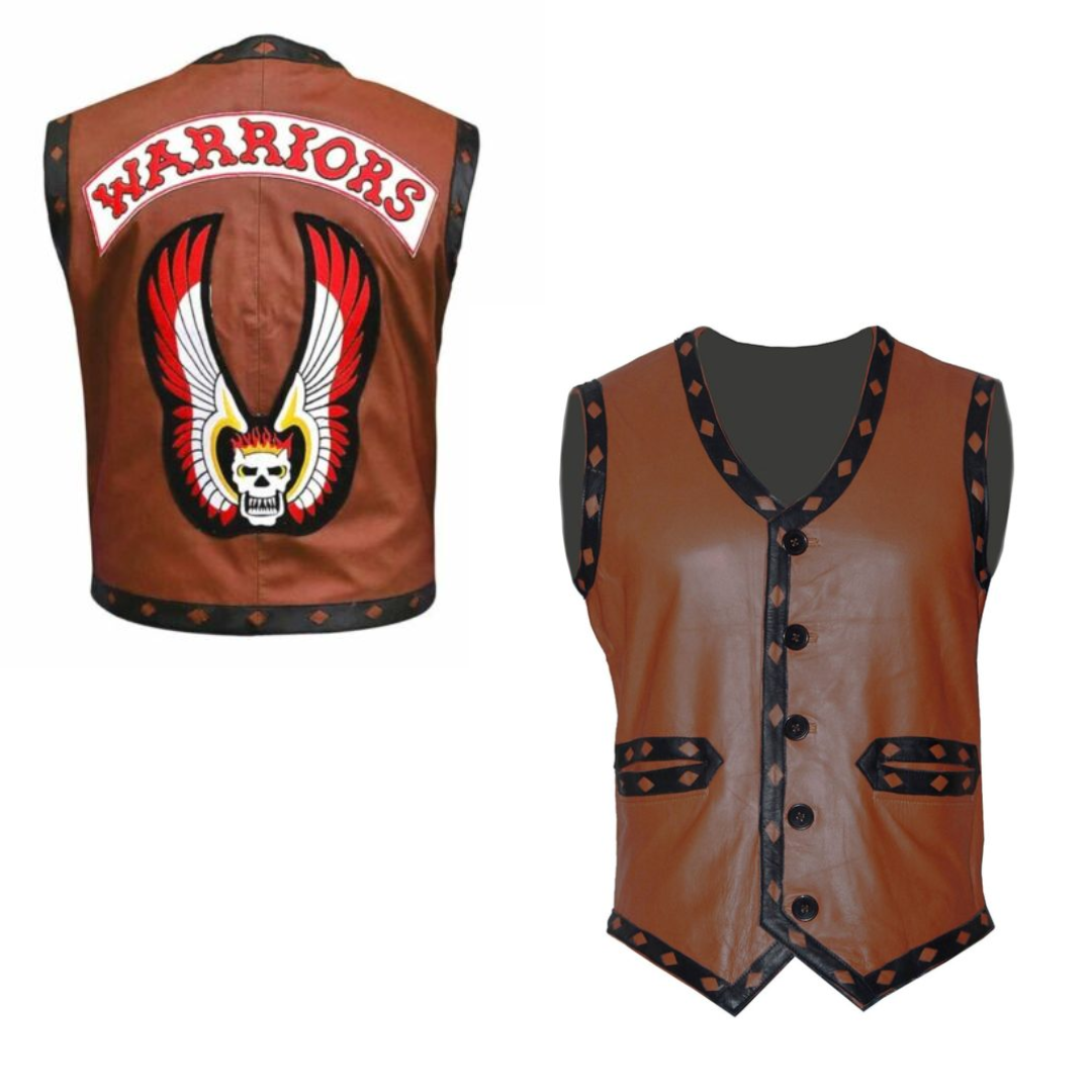 The Warriors Movie Real Leather Vest/Jacket Motorcycle Rider Costume Jacket