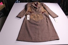 Vintage Roth LeCover Skirt Suit Set Size 8 Tweed Tapestry Velvet Brown 2pc 80s 9