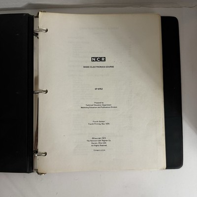 1975 NCR Basic Electronics Course Binder EP-9752 4th Edition Vintage Manual
