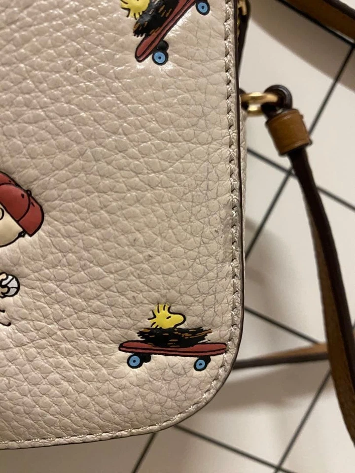 Coach Peanuts Snoopy Leather Mini Shoulder Bag Unused White Rare From Japan - Image 4 of 4