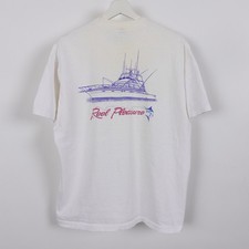 Vintage 80s Reel Pleasure Yatch Fishing Boat T shirt Single Stitch XL USA Made