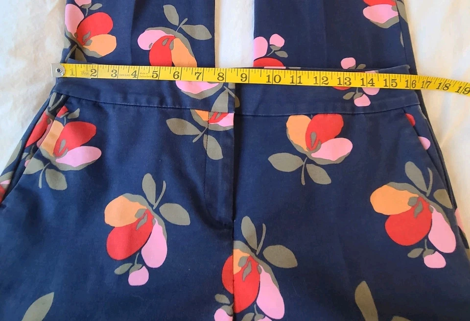 Boden Stretch Cotton Navy Floral Ankle Richmond Pants US 8R/ UK  12R - Image 3 of 4