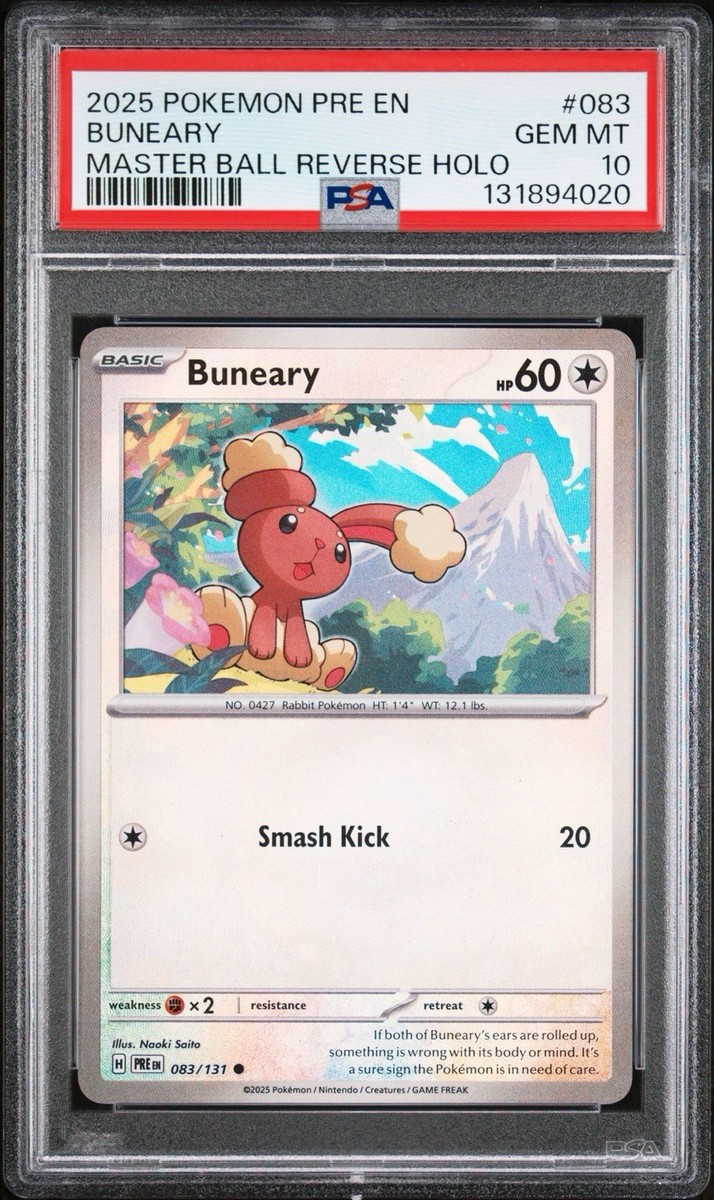 buneary pokemon card value 2025 Pokémon Prismatic Evolutions Buneary #083 Master Ball Reverse Holo PSA  10