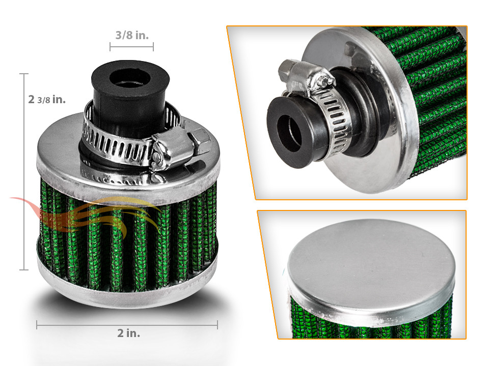 Green 3/8" Inch (10mm) Inlet Universal Air Breather Filter For Engine Crankcase