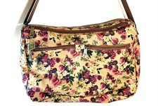 Patricia Nash Antique Rose Alatri Floral Coated Linen Canvas Crossbody Bag EUC