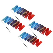 4 Pcs Dance Ribbons 78.7" Sparkly Gymnastics Ribbon Streamer Black Wand Gradient