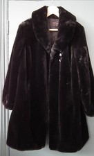 Women's Black Fake Fur Coat Ann Harvey Uk 20 Xl Soft Velour Type