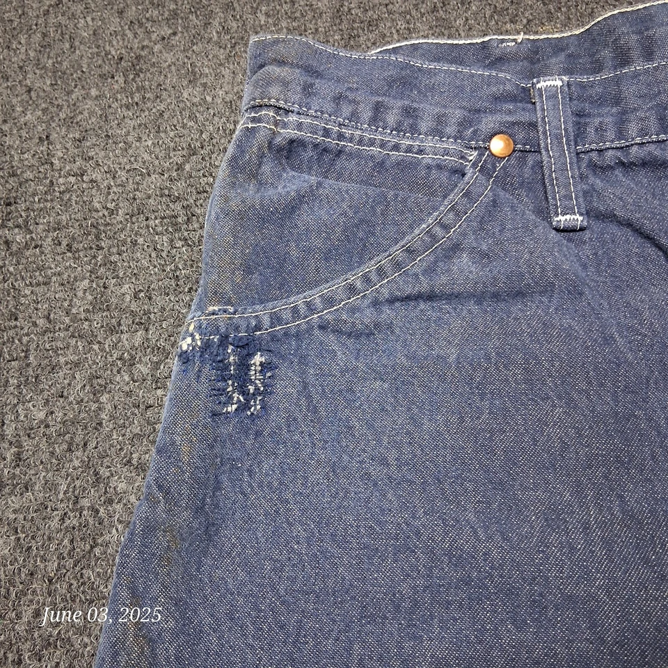 Calça jeans azul vintage Big Ben Wrangler forrada de flanela carpinteiro masculina tamanho 36x34 - Imagem 3 de 4