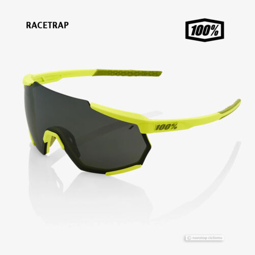 Gafas de sol 100% RACETRAP Ciclismo UV: PLÁTANO DE TACTO SUAVE/ESPEJO NEGRO - Imagen 1 de 4