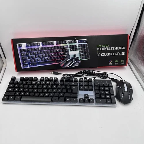 Gaming Keyboard And Mouse Set KM-5003 Colorful And 3D Keyboard - Picture 1 of 7