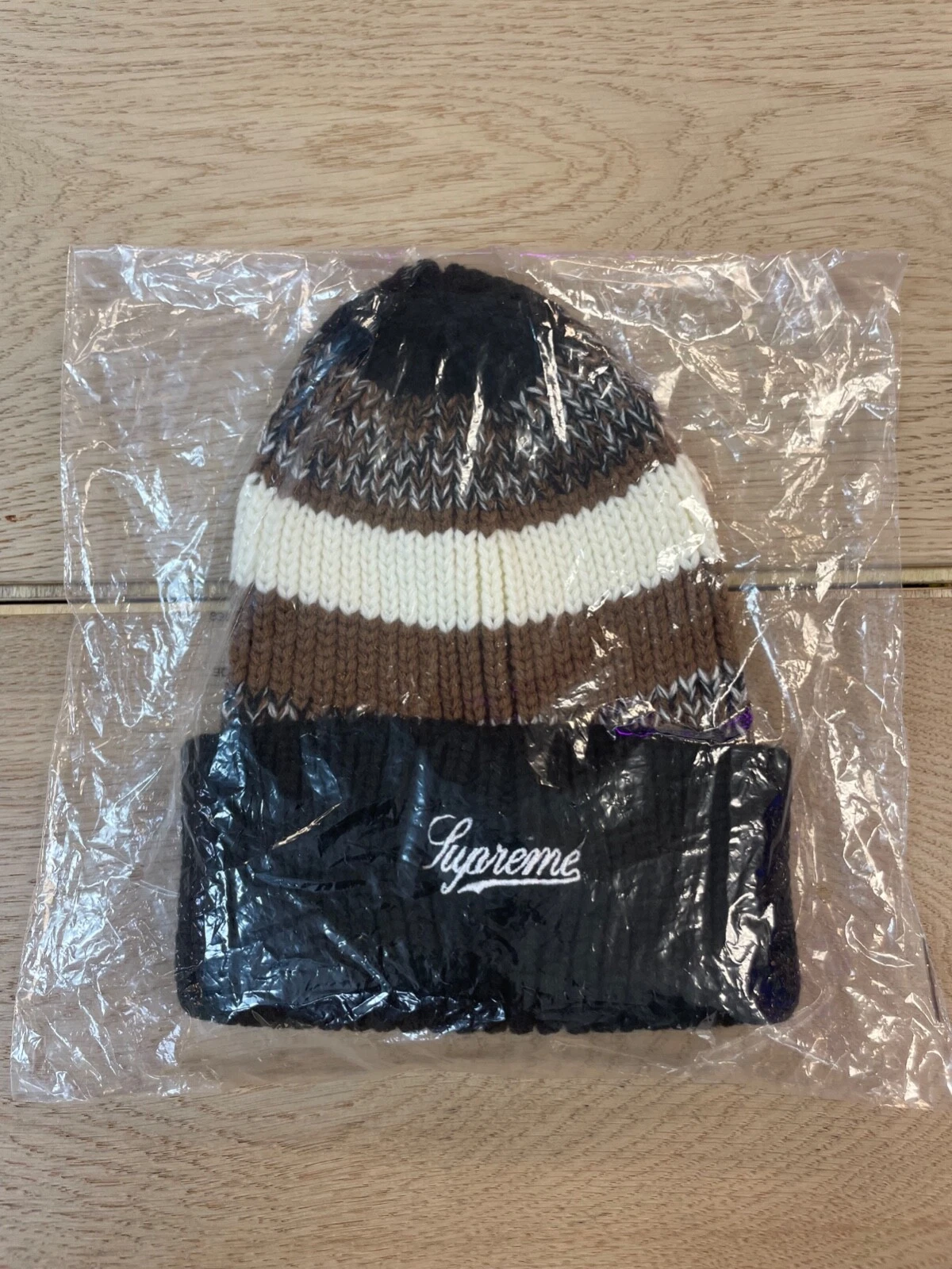 BONNET À BANDES MIXTES SUPREME SCRIPT/NOIR/OS/FW21/ 100 % AUTHENTIQUE 