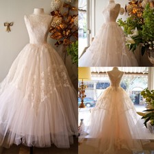 Vintage Wedding Dresses Sleeveless Floor Length A Line Lace 1950s Bridal Gowns