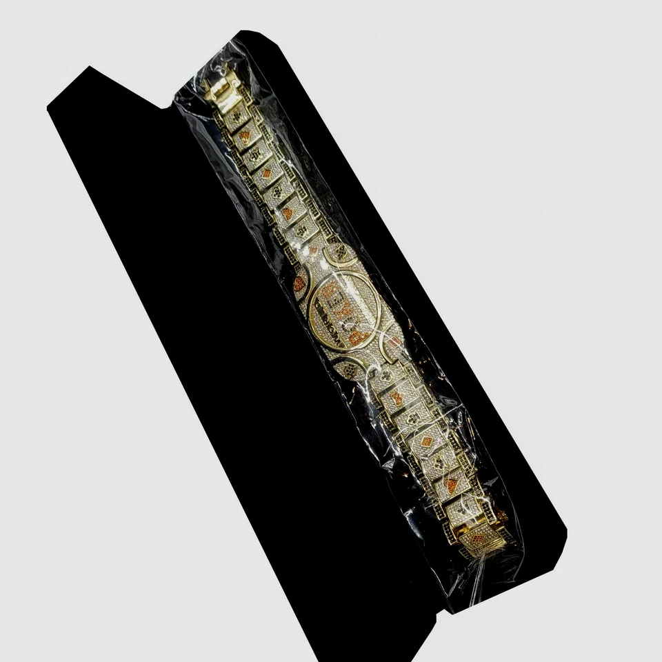 World Poker Champion Bracelet Round Cut Lab Created 14k Yellow Gold Plated - Image 2 of 2