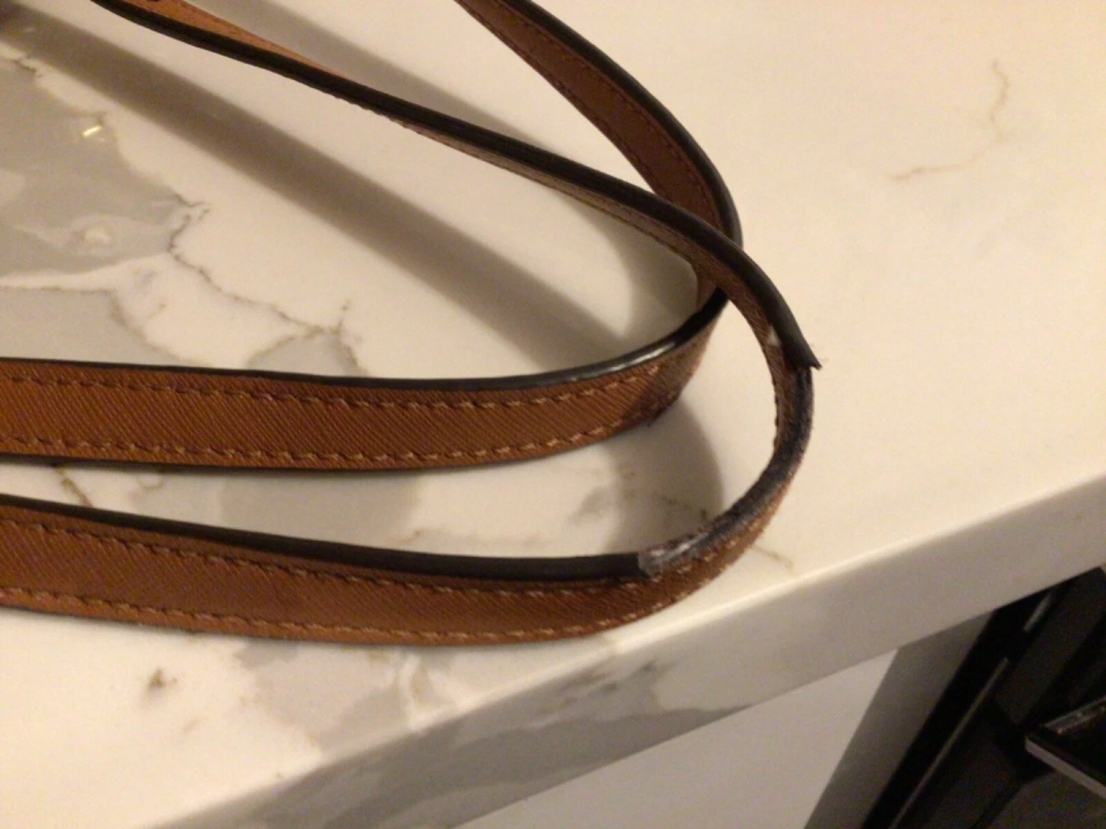 Borsa media Tory Burch Emerson tela pelle marrone caramello