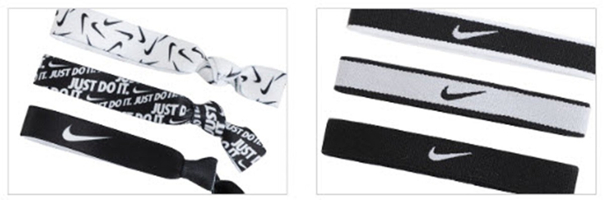Nike PONYTAIL Holders 9PK Headband Running Black White Hairband