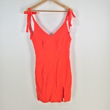 Unbranded womens pencil dress size S red sleeveless linen blend Vneck 080489