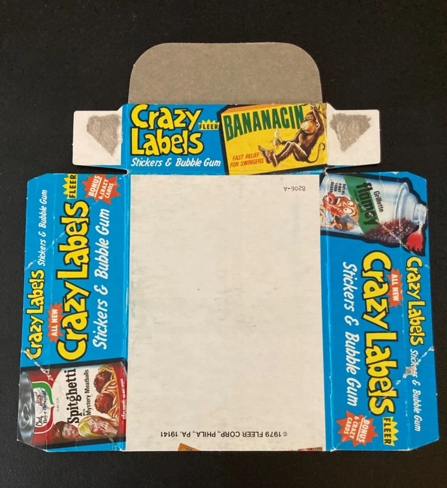 1979 Fleer Crazy Labels Empty Wax Box with Wrappers - Image 3 of 4