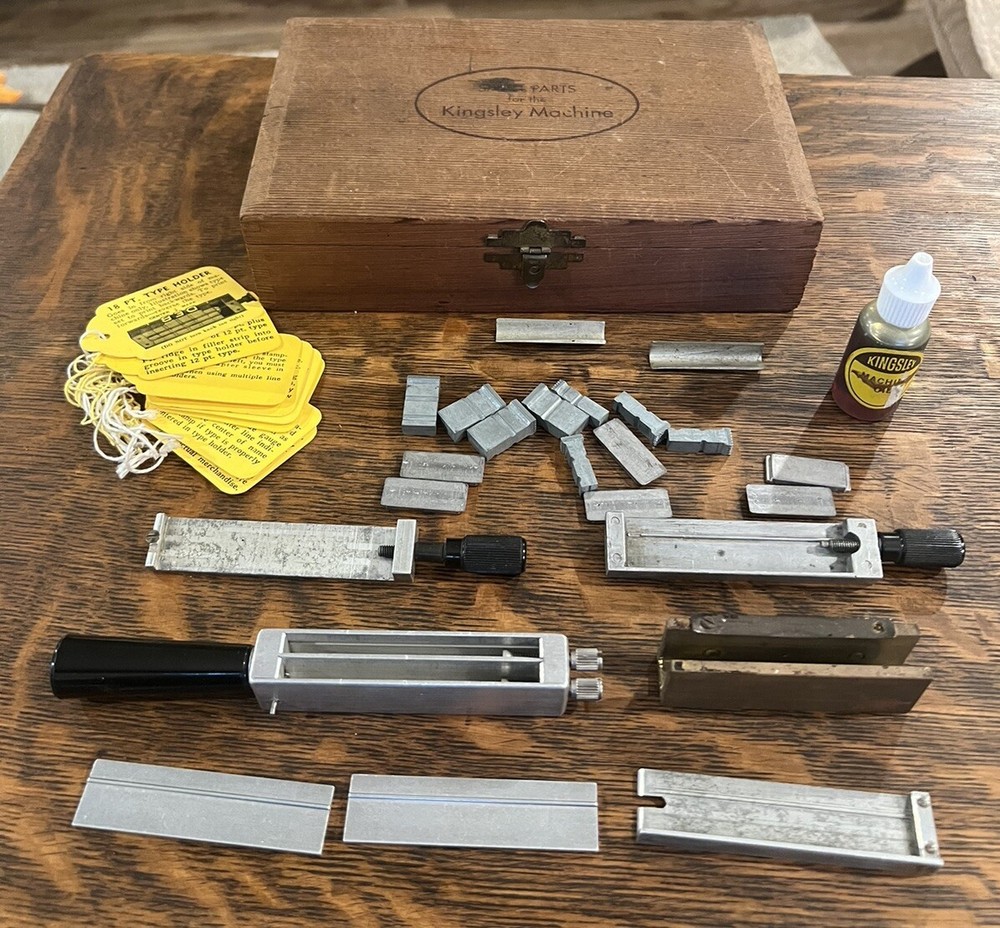 KINGSLEY HOT FOIL STAMPING MACHINE LOT SMALL PARTS ACCESSORIES FONT TYP HOLDERS