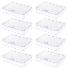 8-Pack Rectangular Plastic Storage Containers Box with Hinged Lid Translucent