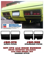 QG-368 QG-370 1971 PLYMOUTH GTX / ROAD RUNNER - REAR BUMPER VALANCE-PAN DECALS