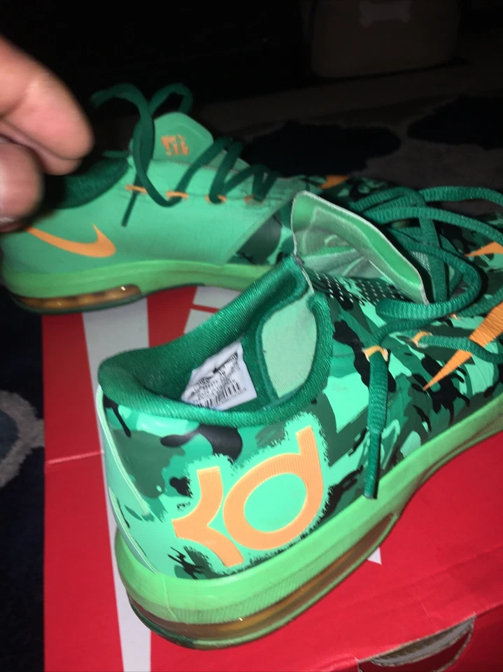 NIKE KD размер США 6 1/2 молодежи зеленый камуфляж и оранжевый - Изображение 3 из 4