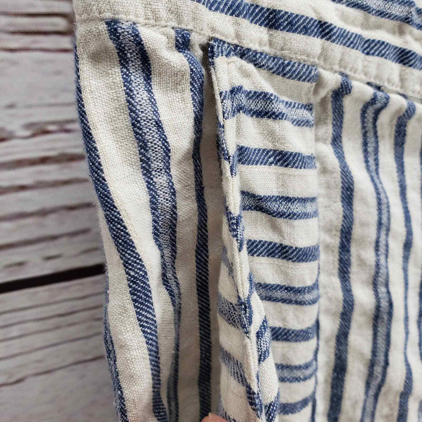 Tahari Women's Blue Cream Striped 100%Linen Maxi … - image 5