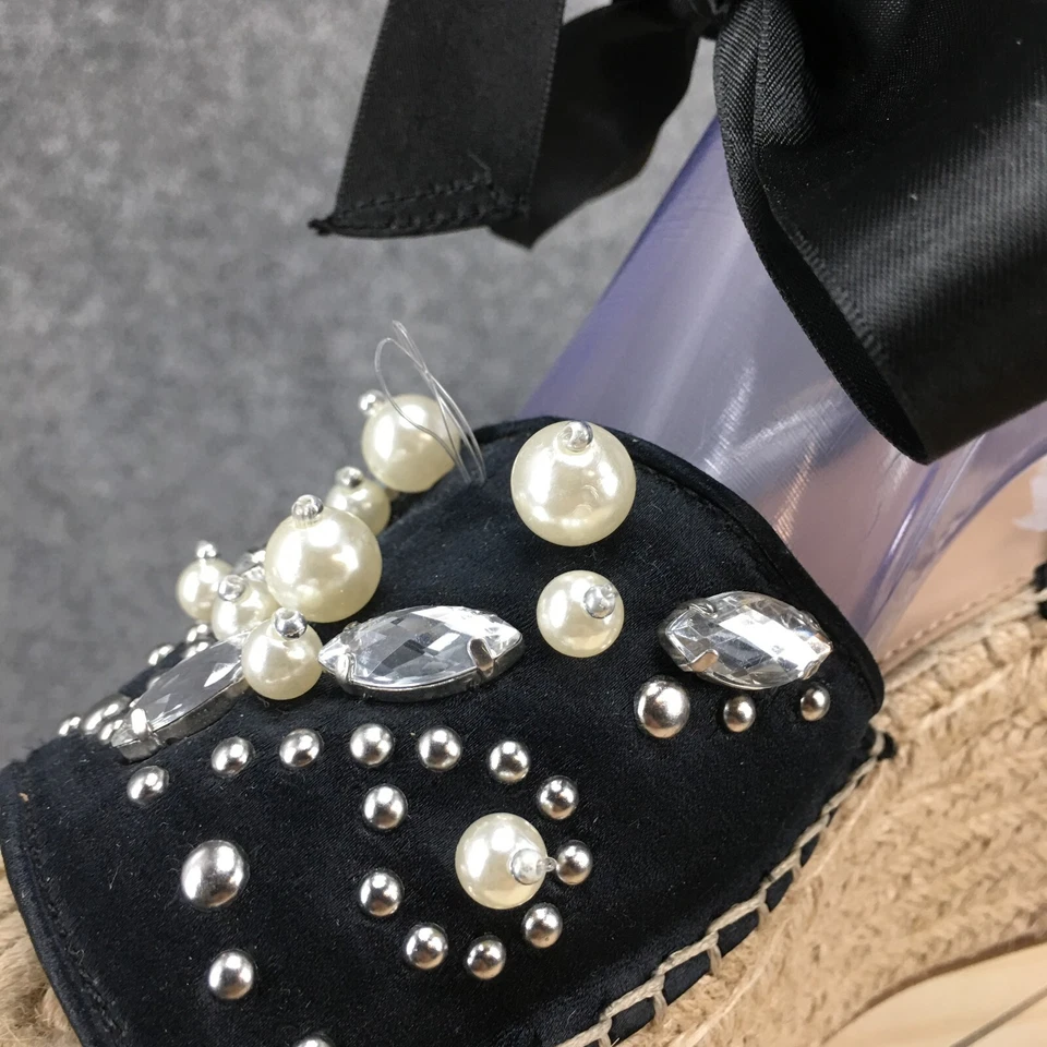 Sandalias G By Guess para mujer 7M plataforma razzle alpargata negra correa al tobillo cuña Foto 4 de 4