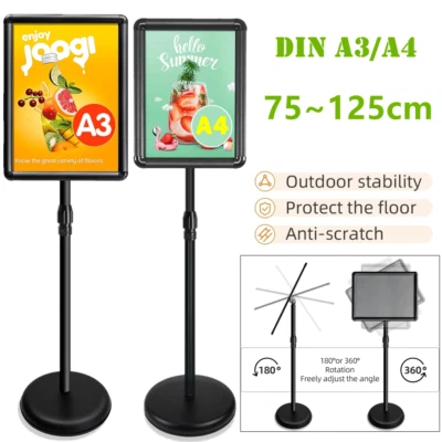 DIN A3/A4 Infoständer Plakatständer Werbeaufsteller Silber Präsentationsständer