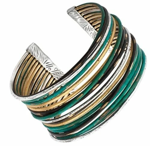 Brazalete Silpada Fresco Plata Esterlina Pátina Latón Talla 7-8" Muñeca $199 Foto 4 de 4