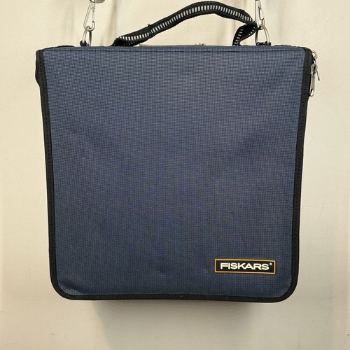 Fiskars Scrapbooking Craft Sewing Tote Bag Blue Handle Shoulder Strap 14x14 Hard
