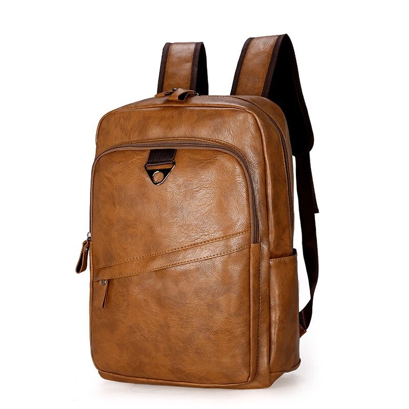 Men's Leather Double Shoulder Bag Computer Bag Large Capacity Leisure Travel Bag