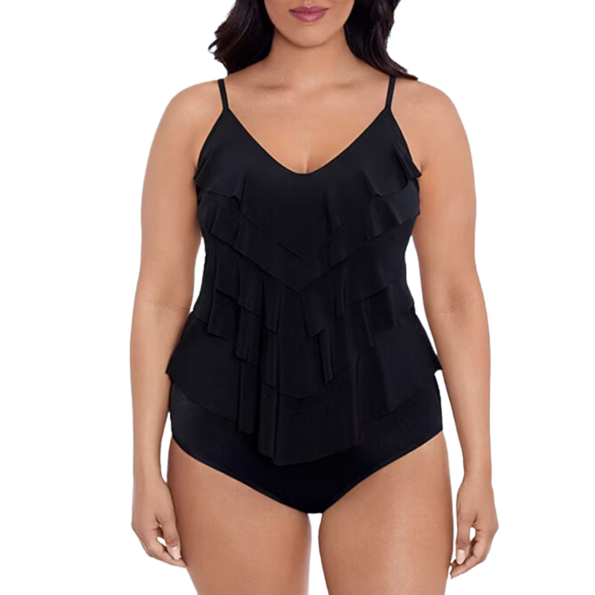 Trimshaper Tankini Swimsuit Top Size New Black